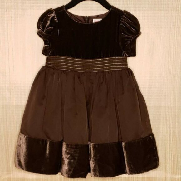 Gymboree Toddler Brown Velvet & Taffeta Feel Dress - Picture 1 of 7